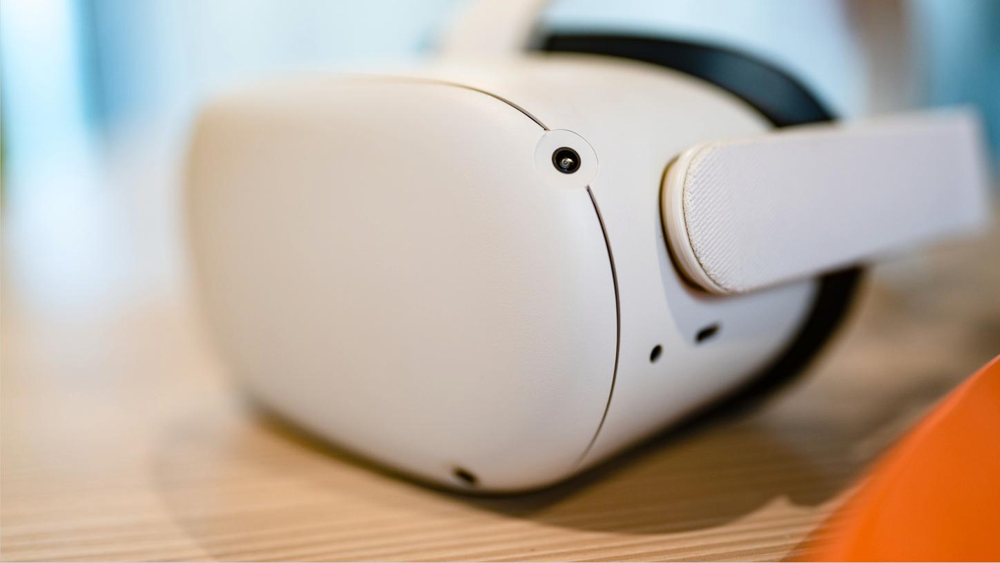 Close-up of virtual reality glasses with slight blur in background.