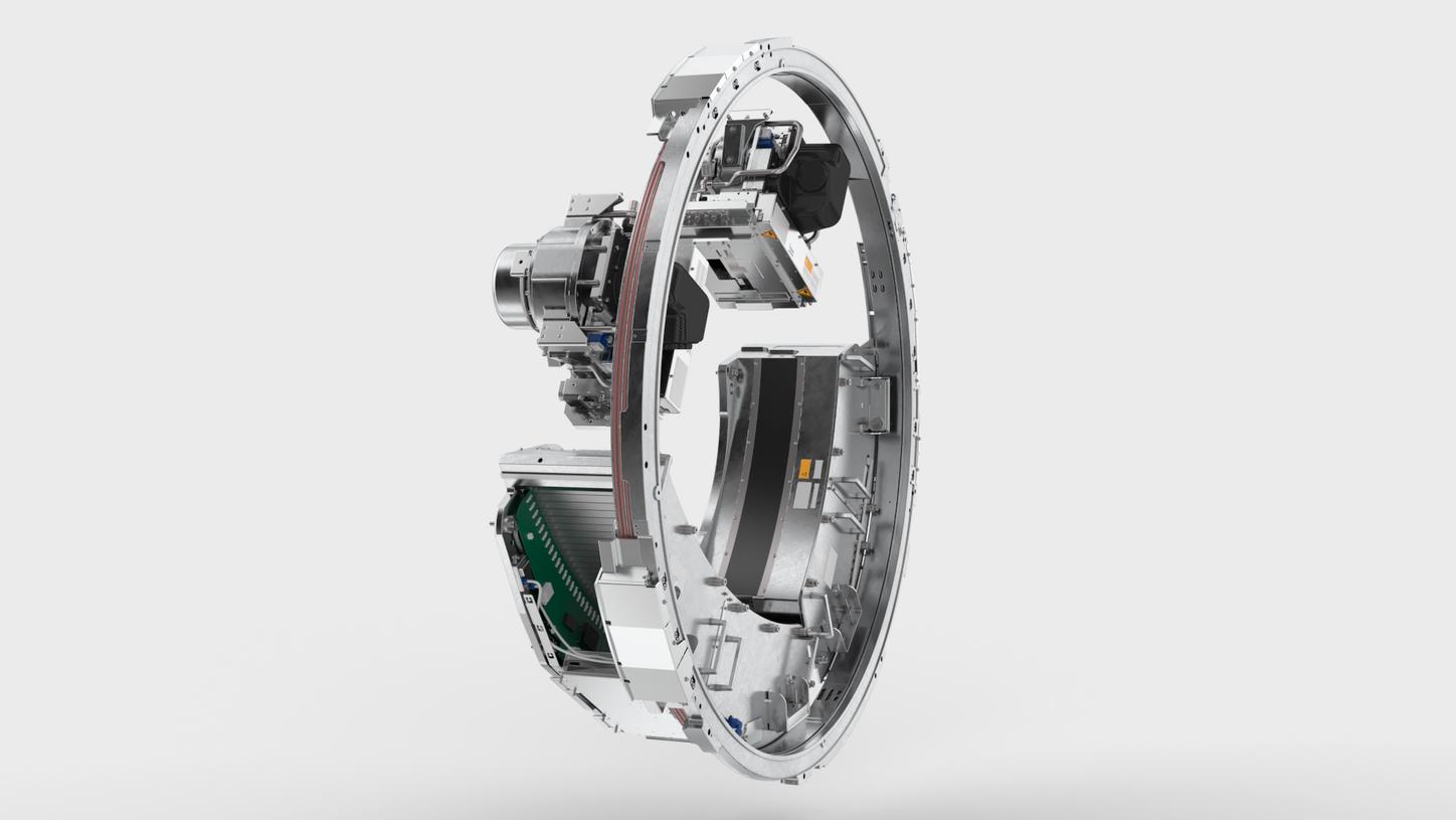 3D visualization of the two tubes and two detectors of a Dual Source CT scanner