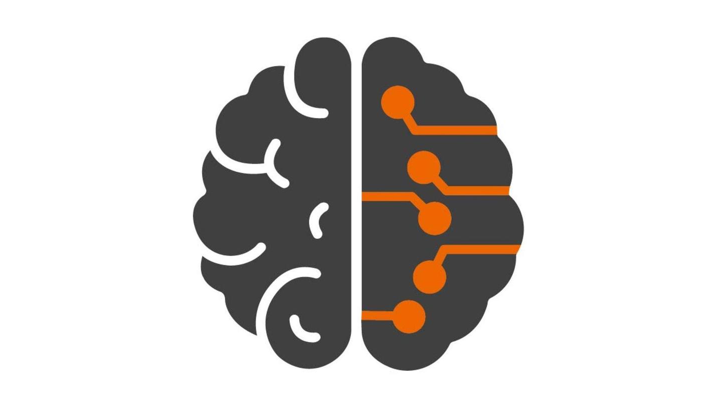 Artificial intelligence in molecular imaging brain logo.