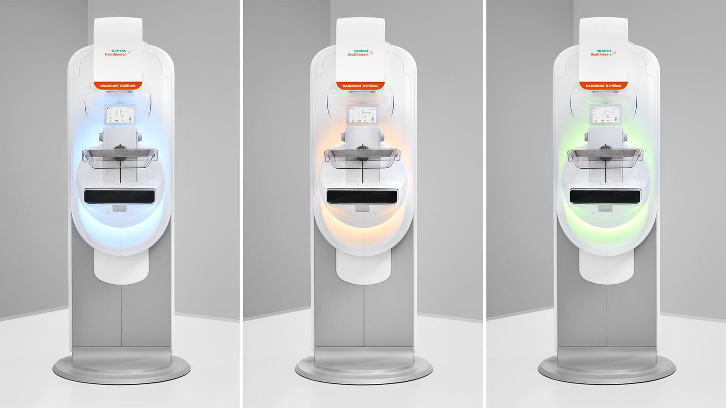 The MAMMOMAT B.brilliant's MoodLight function offers a wide choice of light colors: blue, orange, green, and many more.