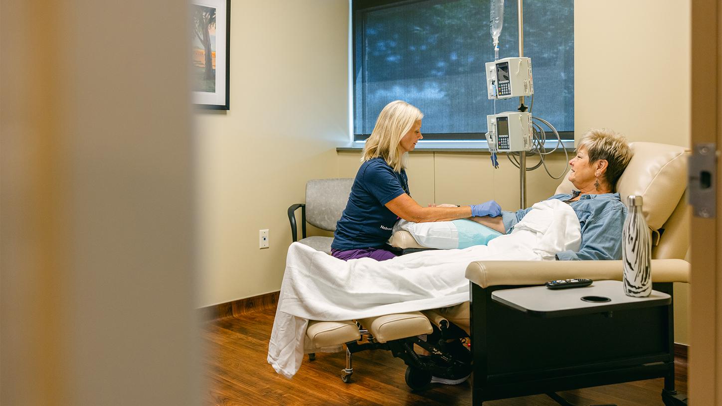 Glenda receiving theranostics treatment