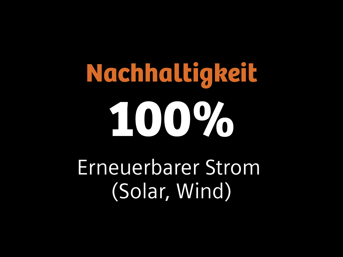 Grafik Spruch: Nachhaltigkeit: 100% erneuerbarer Strom (Sonne, Wind)